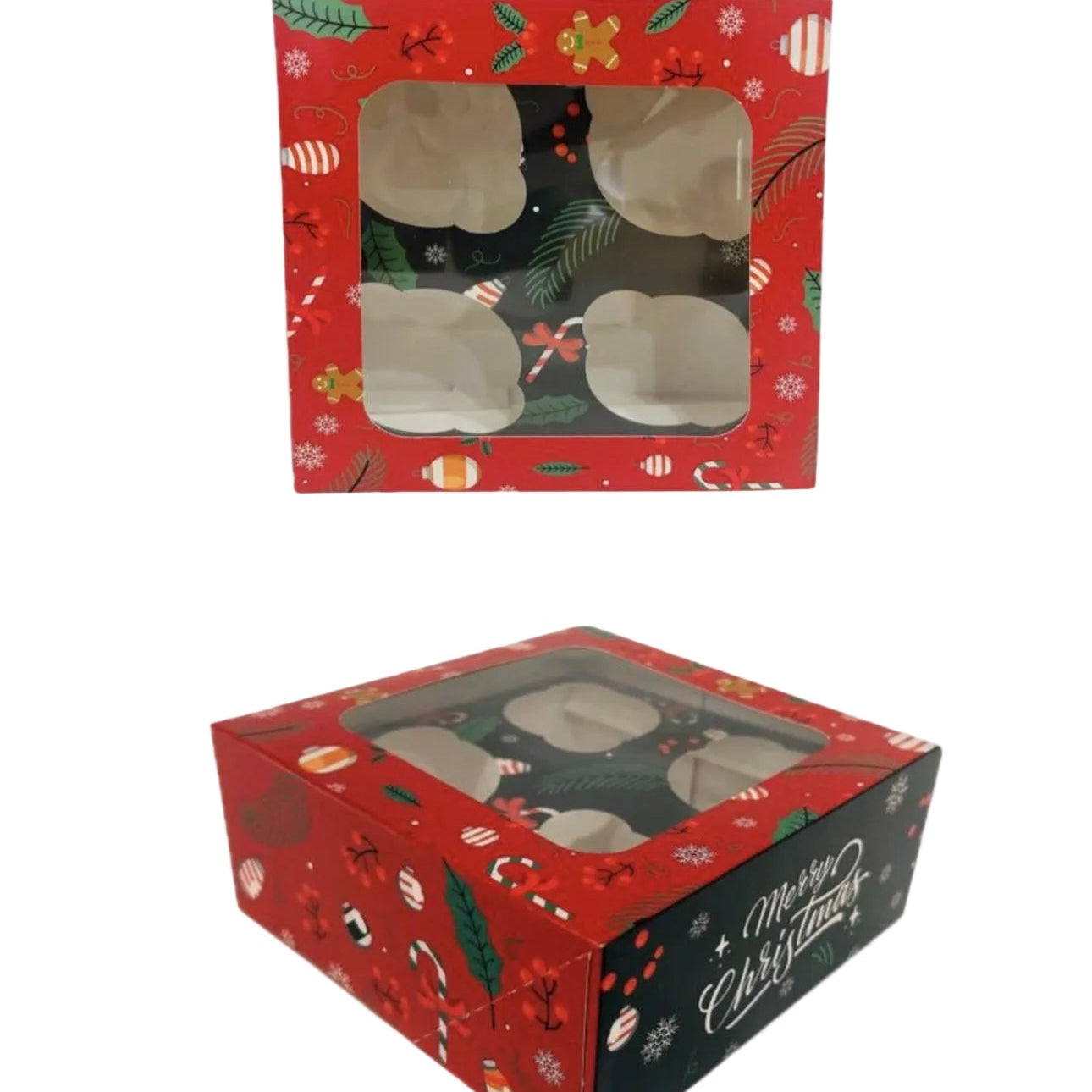 Boîte Cupcake Noël 4 Inserts – Merry Christmas
