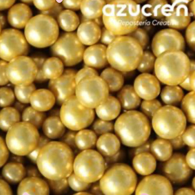 Perles de Sucre Métallisées Or 6-8 mm – Sans E171 – 90 g