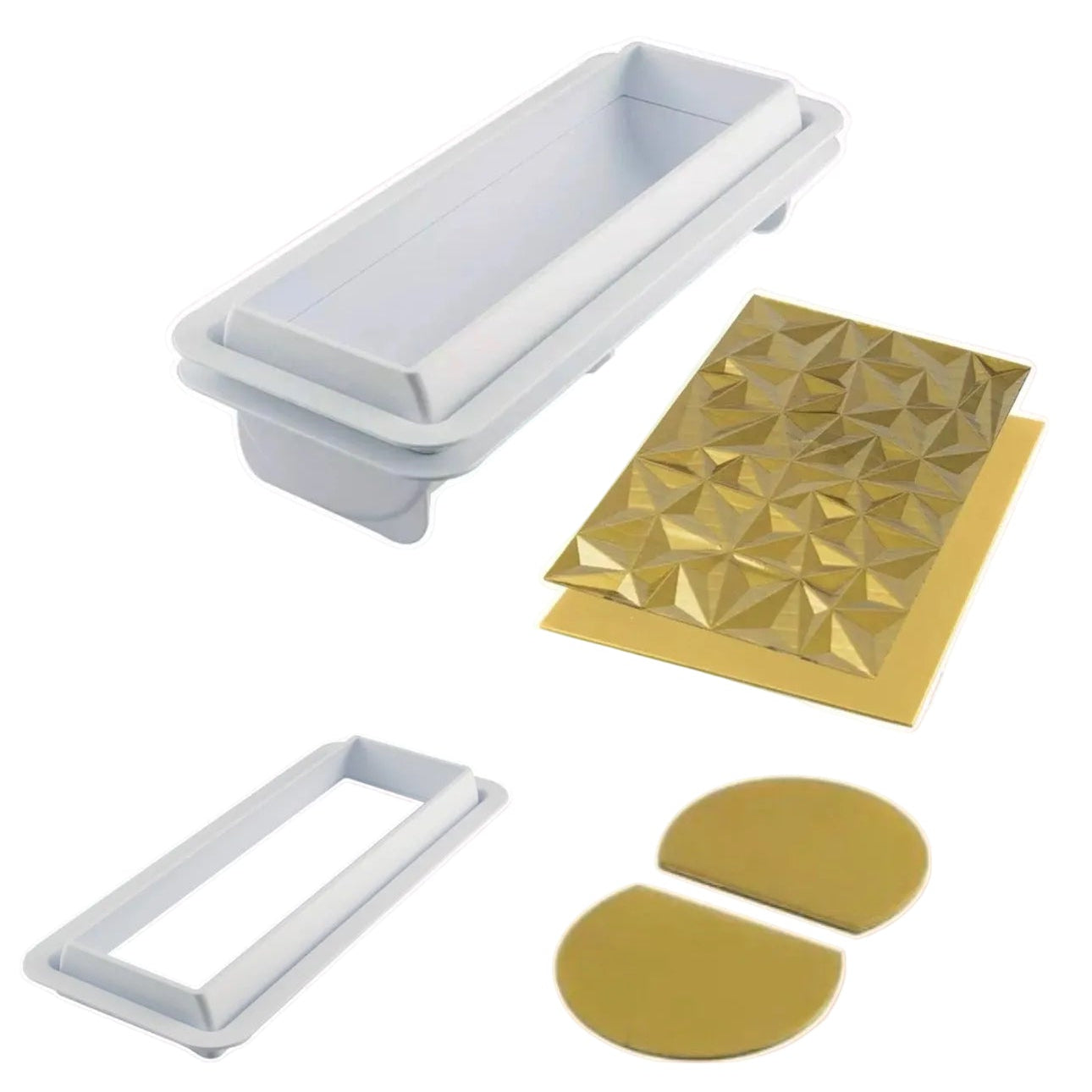 Moule à Bûche 3D Diamond Bûche – Kit Silikomart avec Tapis Lisse & Craquelé (1,2 L)