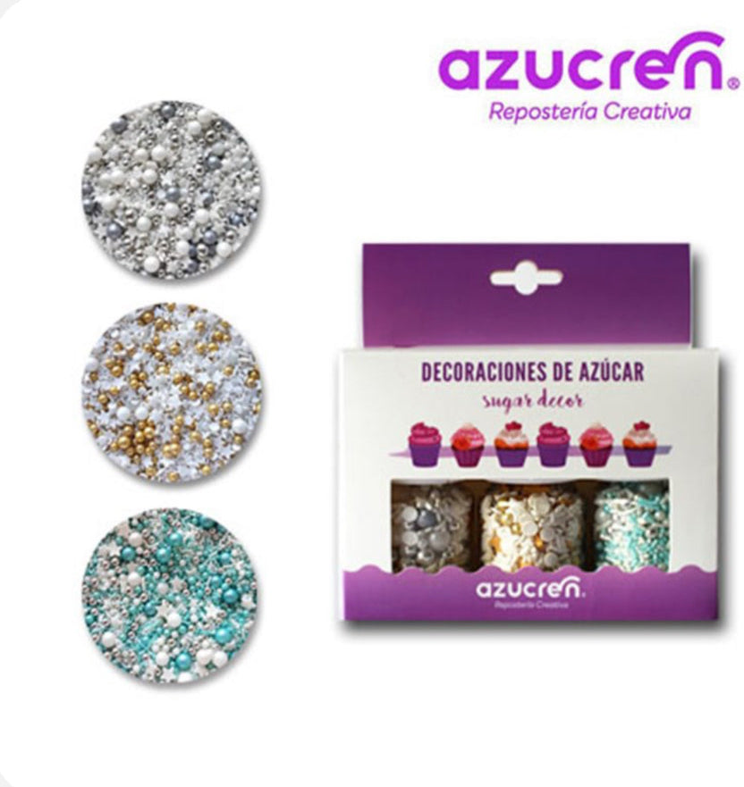 Set 3 Sprinkles – Gâteau de mariage / Or blanc / Monde d’hiver – Sucre