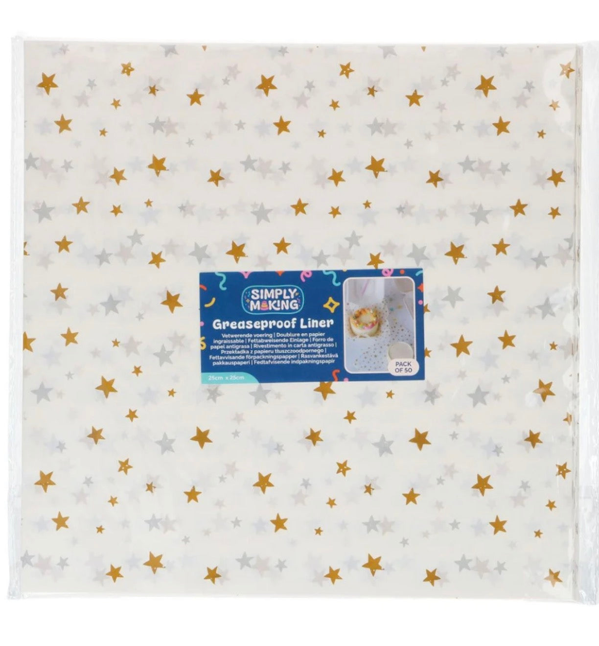 Papier alimentaire ingraissable  pour Bento cake – 25 x 25 cm (Lot de 50)