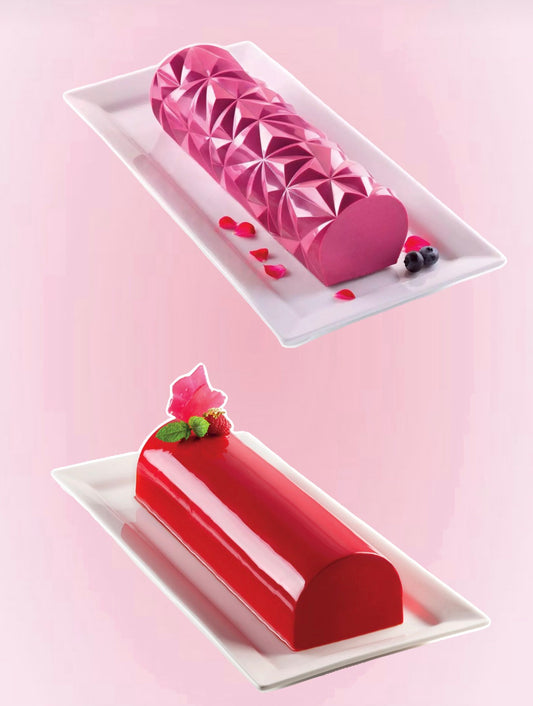Moule à Bûche 3D Diamond Bûche – Kit Silikomart avec Tapis Lisse & Craquelé (1,2 L)