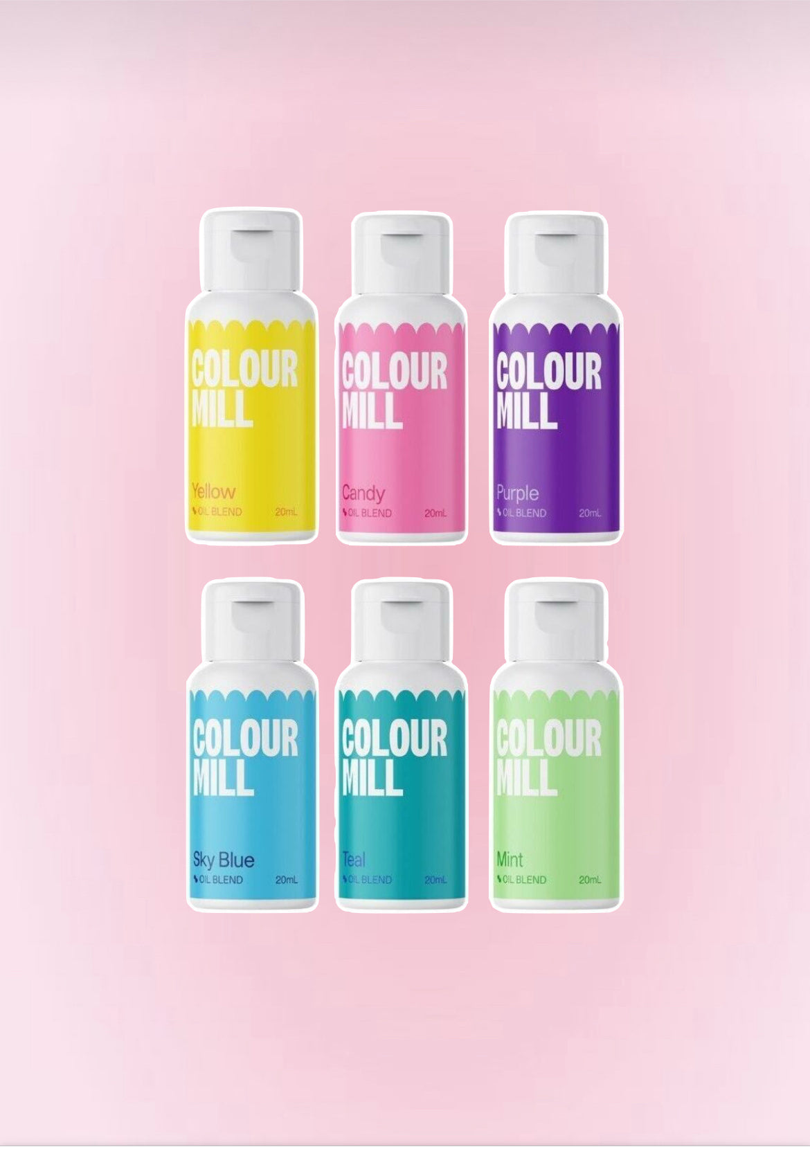 Lot de 6 Colorants alimentaires Pool Party 20 ml – Gel liposoluble  – Colour Mill