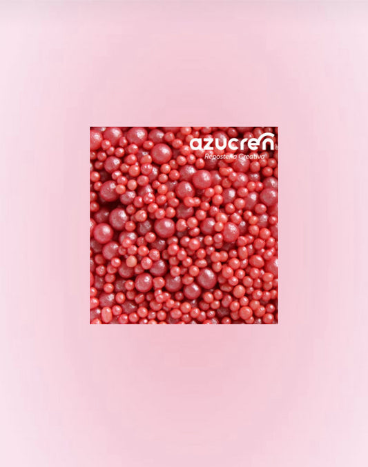 Mini perles de sucre rouge – Pot 90 g – AZUCREN