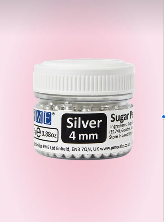 Perles en sucre argentées PME – 4 ou 8mm (25 g)