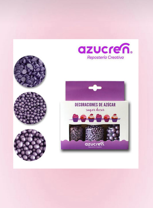 Set de 3 Décorations – Violet : Confettis & Perles Sucre 4 mm / 7 mm