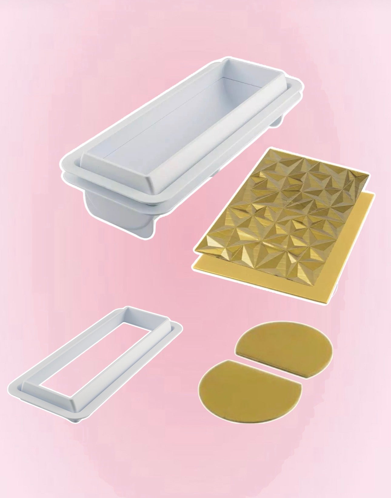 Moule à Bûche 3D Diamond Bûche – Kit Silikomart avec Tapis Lisse & Craquelé (1,2 L)
