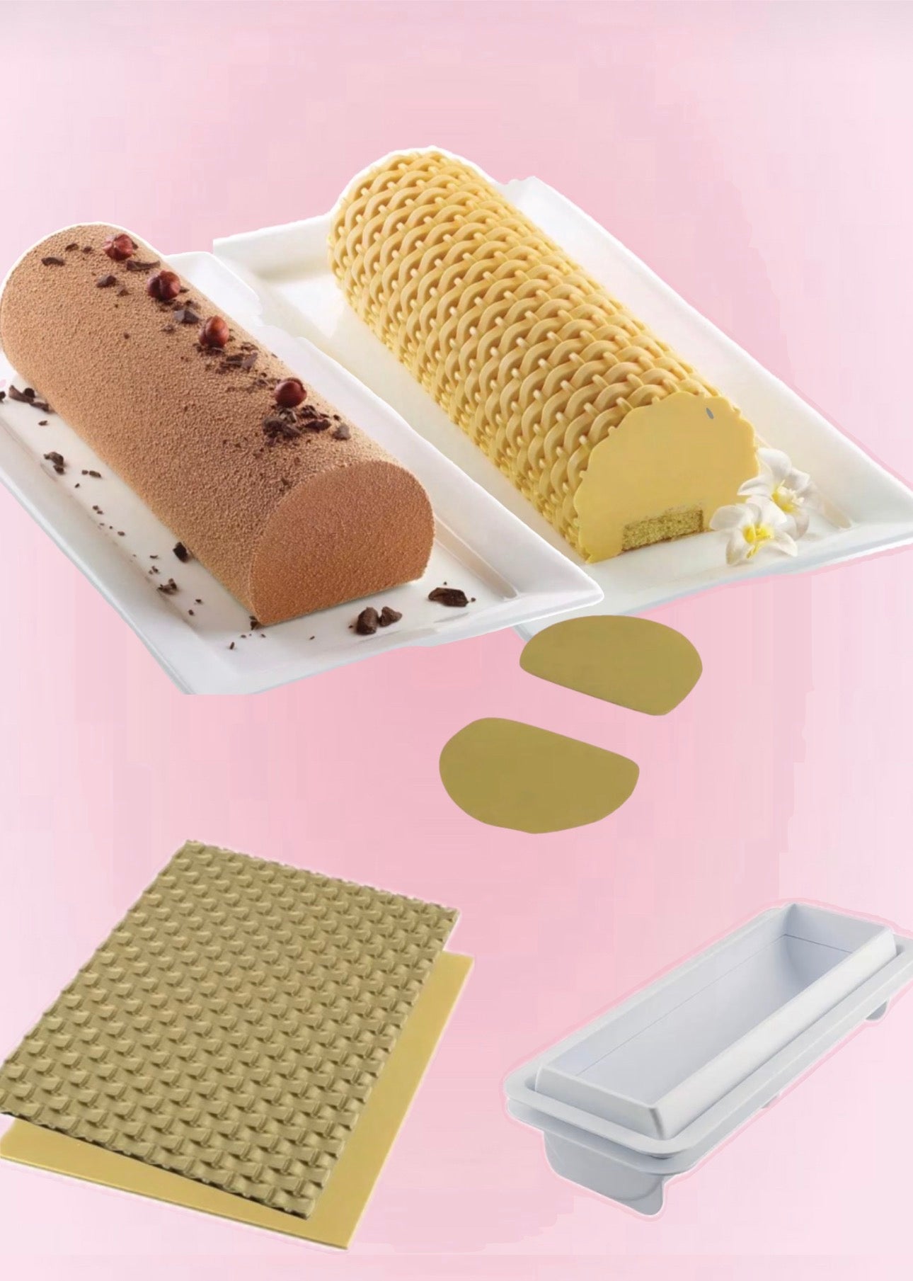 Moule à Bûche 3D Magic Bûche – Kit Complet avec Tapis Lisse & Tressé (1,2 L)