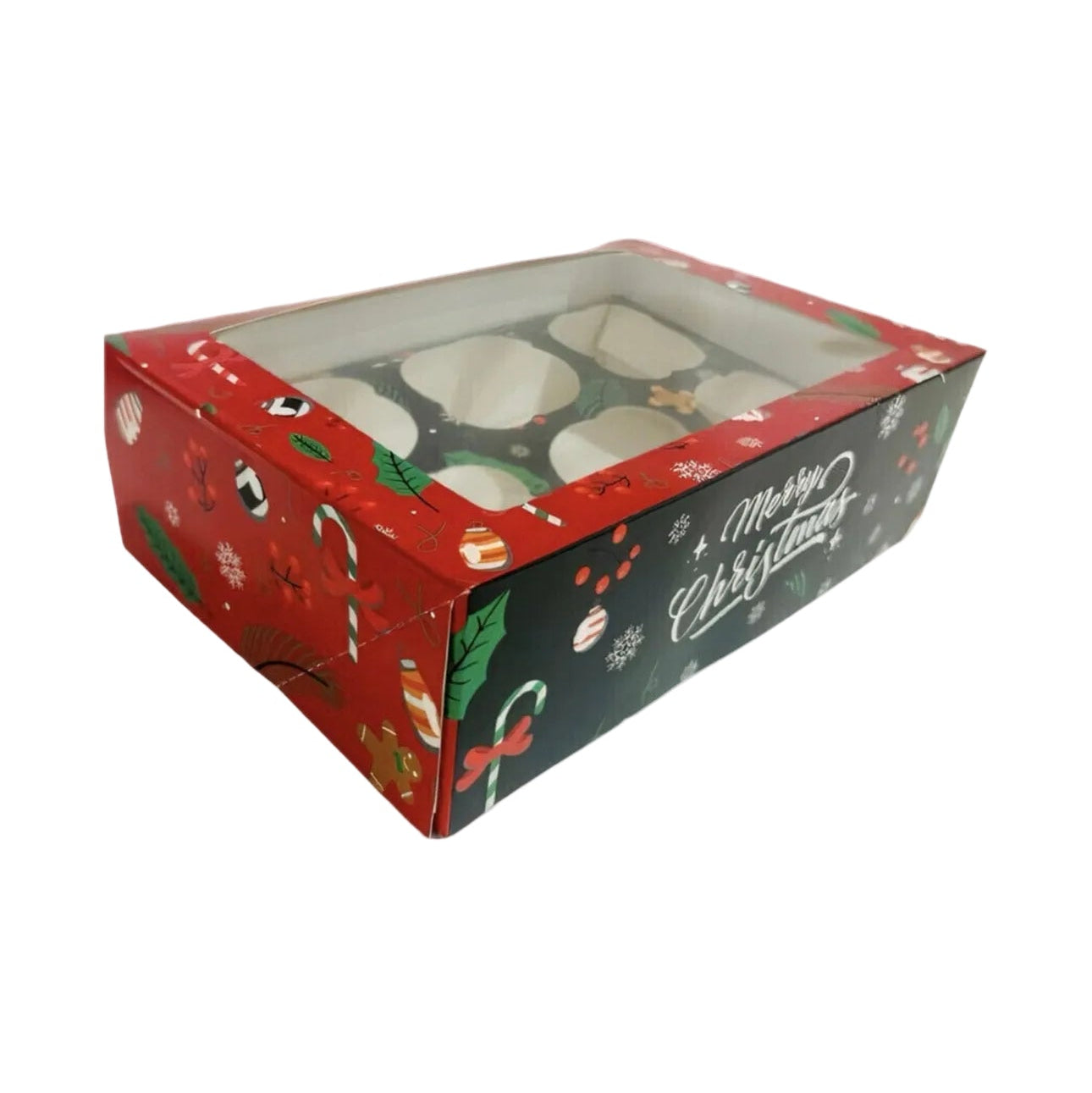 Boîte Cupcake Noël 6 Inserts – Merry Christmas